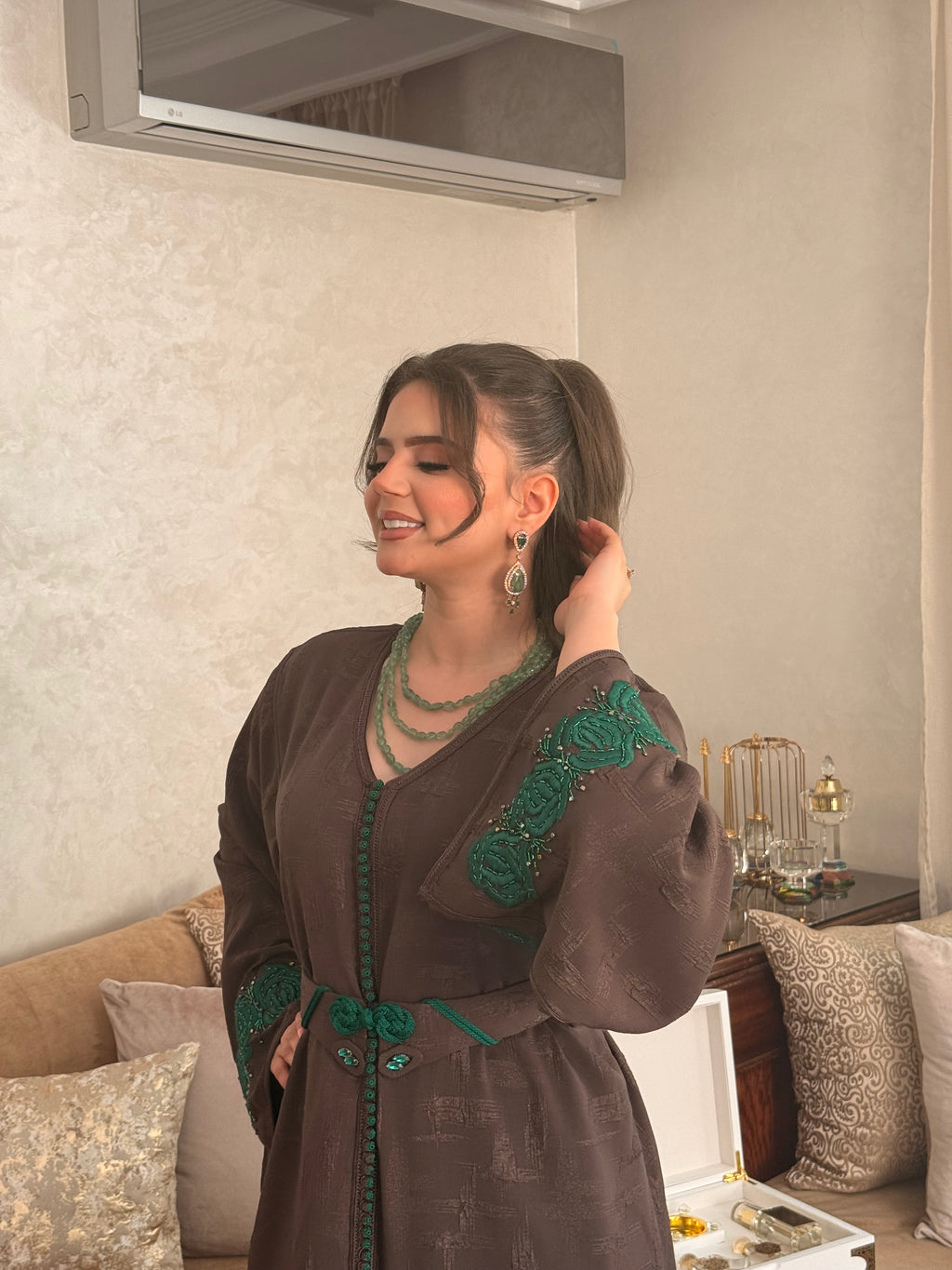 CAFTAN GRIS VERT
