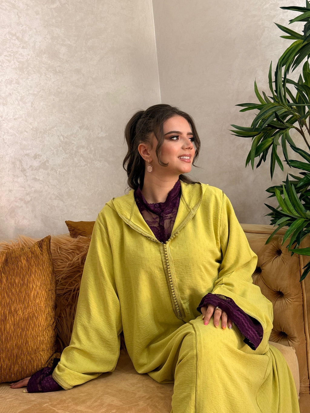 Jellaba Jaune Mauve