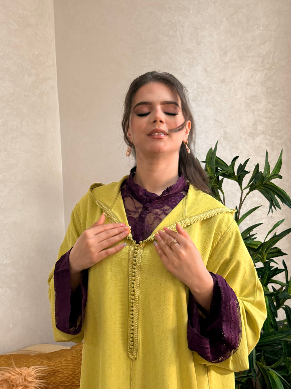 Jellaba Jaune Mauve