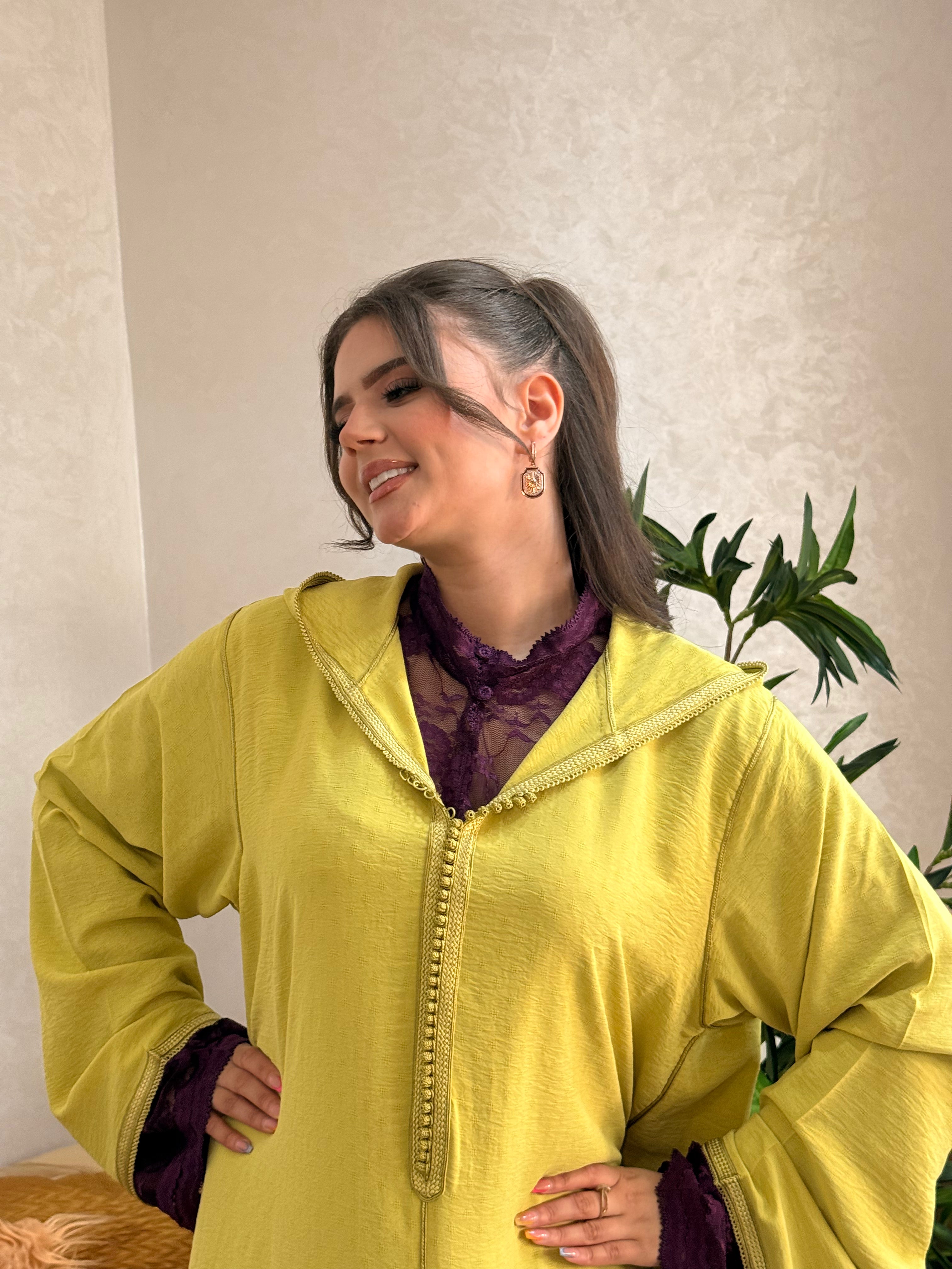 Jellaba Jaune Mauve